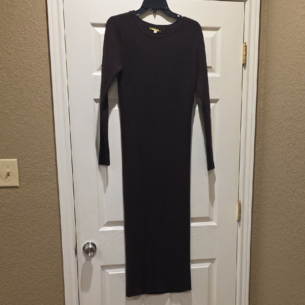 Gianni Bini Dark Brown Long Ribbed Sweather Dress